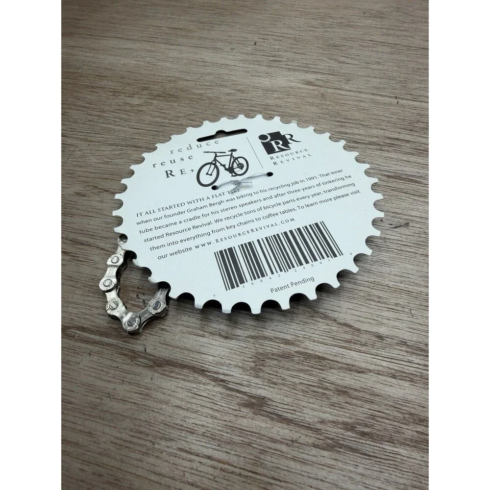 NIB Resource Revival Red Recycled Bike Bicycle Chain Bottle Opener Cyclist Biker